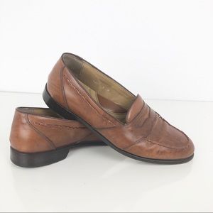 Perry Ellis Brown Leather Penny Loafers 8 Italian